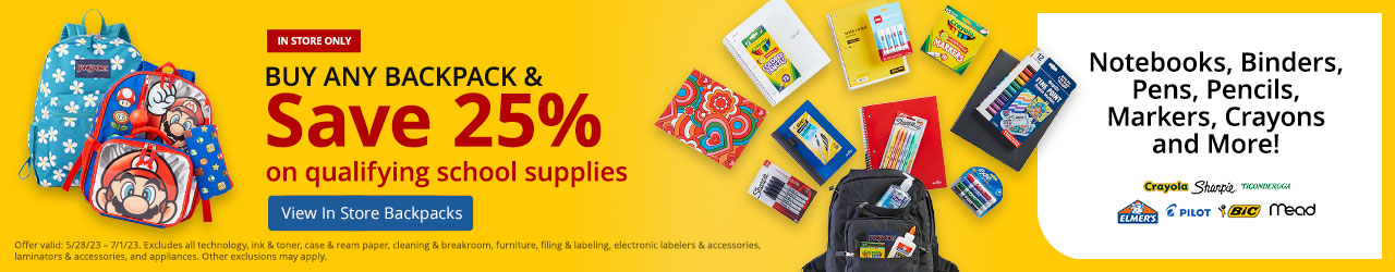 Buy any backpack and save 25% on qualifying school supplies